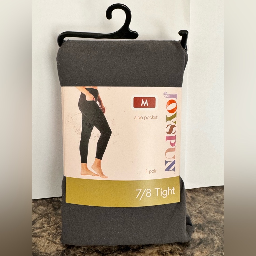 Joyspun 1 Pair Leggings Side Pocket Medium 7/8 Tight Grey / Gray New